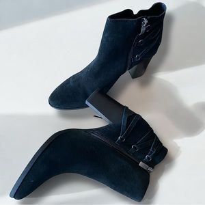 Michael by Michael Shannon Black Suede‎ Corseted Kelsey Heeled Ankle Boots